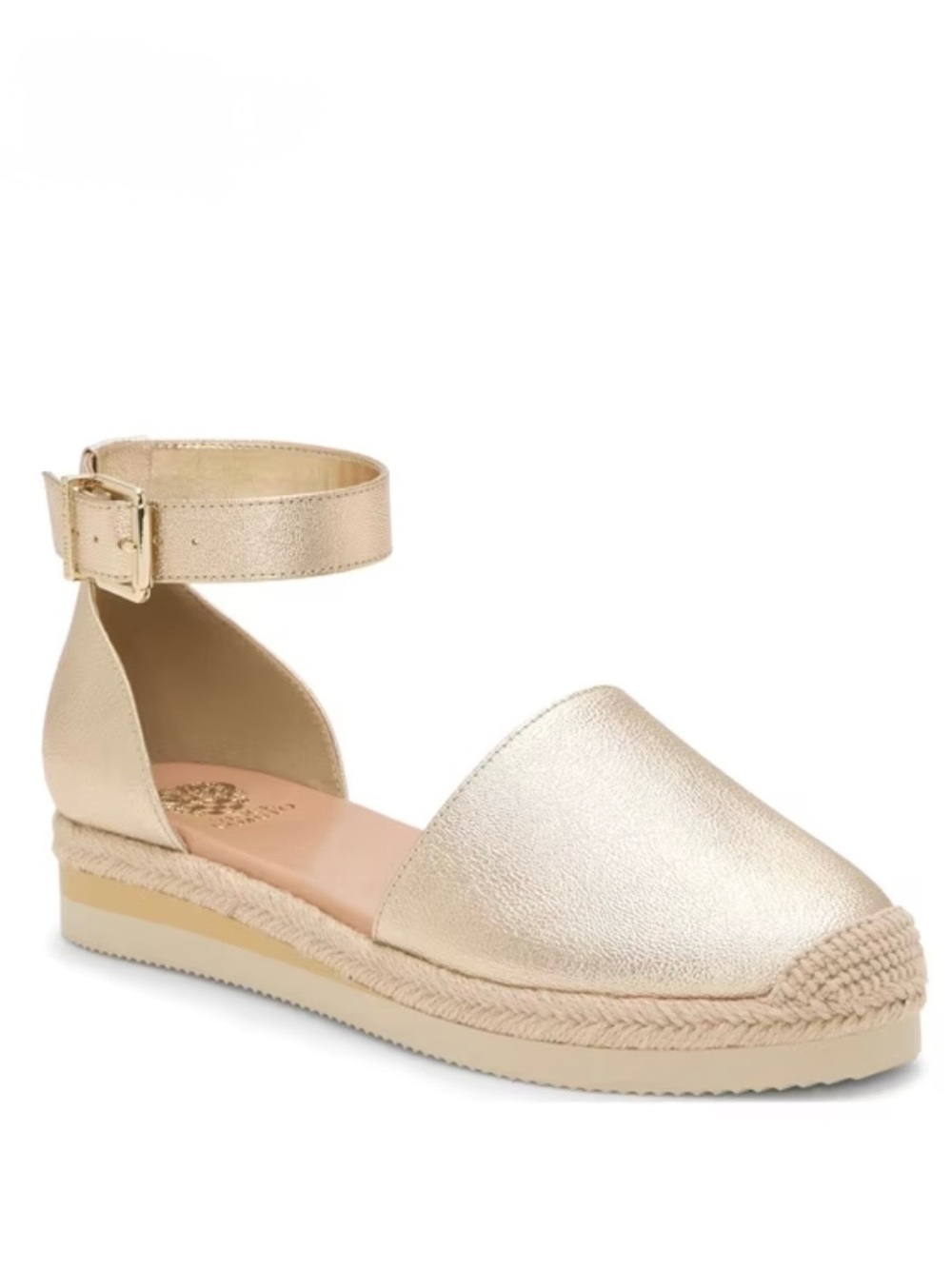 NWOT Vince Camuto Gold Metallic Espadrille Platform Wedge Sandals Women’s Size 9